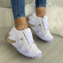 Load image into Gallery viewer, Lace-Up PU Leather Platform Sneakers
