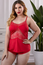 Load image into Gallery viewer, Lace Insert Plus Size Pajamas Set
