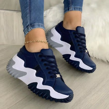 Load image into Gallery viewer, Lace-Up PU Leather Platform Sneakers
