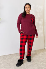 Load image into Gallery viewer, Zenana Full Size Plaid Round Neck Top and Pants Pajama Set
