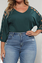 Load image into Gallery viewer, Plus Size Cutout Three-Quarter Sleeve Blouse
