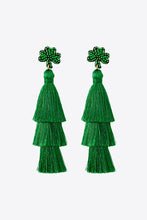 Load image into Gallery viewer, Shamrock Earrings with Tassel
