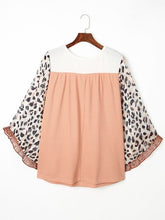 Load image into Gallery viewer, Plus Size Leopard Ruffle Trim Long Sleeve Blouse
