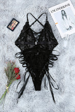 Load image into Gallery viewer, Crisscross Lace-Up Lace Teddy
