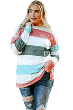 Load image into Gallery viewer, Green Plus Size Colorblock Pullover Top

