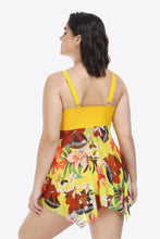 Load image into Gallery viewer, Plus Size Floral Two-Tone Asymmetrical Hem Two-Piece Swimsuit
