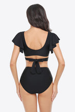 Load image into Gallery viewer, Two-Tone Flutter Sleeve Tied Two-Piece Swimsuit
