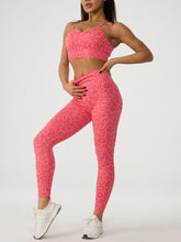 Load image into Gallery viewer, Leopard Crisscross Top and Leggings Active Set
