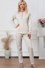 Load image into Gallery viewer, Half Button Round Neck Top and Drawstring Pants Lounge Set
