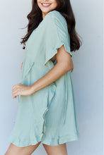 Load image into Gallery viewer, Ninexis Out Of Time Full Size Ruffle Hem Dress with Drawstring Waistband in Light Sage
