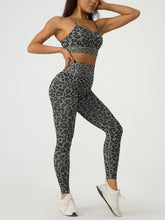 Load image into Gallery viewer, Leopard Crisscross Top and Leggings Active Set
