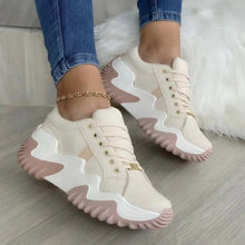 Load image into Gallery viewer, Lace-Up PU Leather Platform Sneakers
