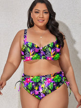 Load image into Gallery viewer, Plus Size Printed Drawstring Detail Bikini Set
