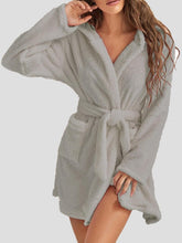 Load image into Gallery viewer, Tie Waist Hooded Robe
