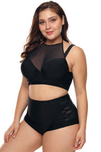 Load image into Gallery viewer, Plus Size Halter Push up Lattice Mesh Swim Bikini
