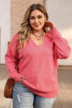 Load image into Gallery viewer, Plus Size V-Neck Dropped Shoulder Sweater
