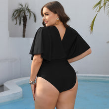 Load image into Gallery viewer, Plus Size Ruched Surplice Neck One-Piece Swimsuit
