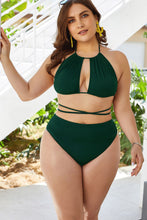 Load image into Gallery viewer, Plus Size Cutout Tied Backless Bikini Set
