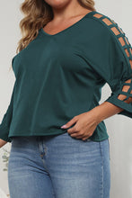 Load image into Gallery viewer, Plus Size Cutout Three-Quarter Sleeve Blouse
