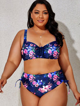 Load image into Gallery viewer, Plus Size Printed Drawstring Detail Bikini Set
