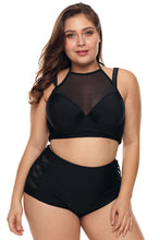 Load image into Gallery viewer, Plus Size Halter Push up Lattice Mesh Swim Bikini
