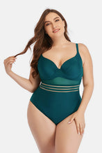 Load image into Gallery viewer, Plus Size Spliced Mesh Tie-Back One-Piece Swimsuit
