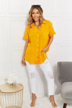 Load image into Gallery viewer, Zenana Full Size Summer Breeze Gauze Short Sleeve Shirt in Mustard
