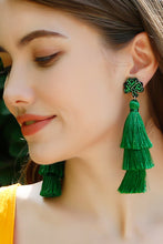 Load image into Gallery viewer, Shamrock Earrings with Tassel
