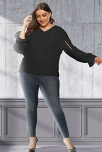 Load image into Gallery viewer, Plus Size Cutout Flounce Sleeve Blouse
