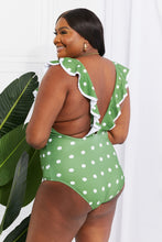 Load image into Gallery viewer, Marina West Swim Moonlit Dip Ruffle Plunge Swimsuit in Mid Green
