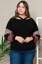 Load image into Gallery viewer, Plus Size Leopard Dropped Shoulder Long Sleeve T-Shirt
