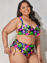 Load image into Gallery viewer, Plus Size Printed Drawstring Detail Bikini Set
